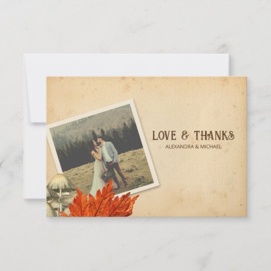 魅力的ウッドラ素朴ンドの自然インスパイアあり。 サンキューカード (正面)