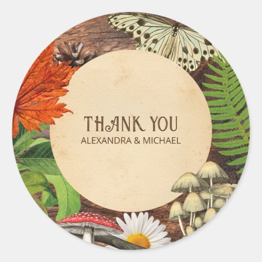 魅力的ウッドラ素朴ンドの自然インスパイアあり。 ラウンドシール (正面)