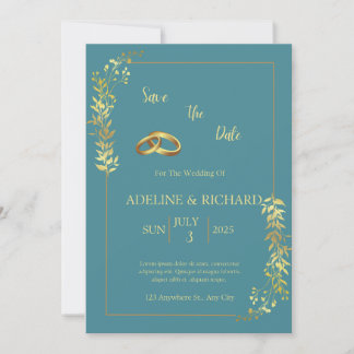 魅力的エレガントな結婚式招待状 招待状