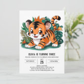 魅力的エレガントTiger Digital誕生日 招待状 (スタンド正面)