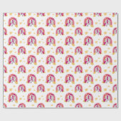 魅力的カラフルなユニコーン ラッピングペーパー (フラット)