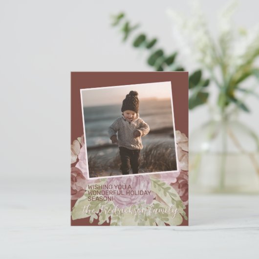 魅力的カラフルクラシックフローラ季節のごあいさつ ポストカード (スタンド正面)