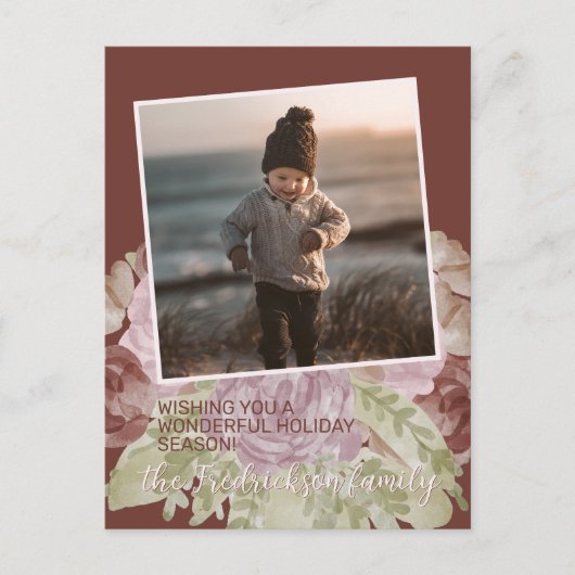 魅力的カラフルクラシックフローラ季節のごあいさつ ポストカード (正面)