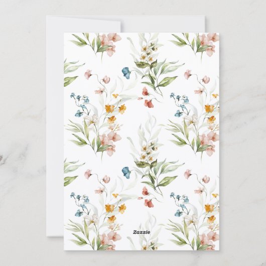 魅力的カラフルヴィンテージ花模様 招待状 (裏面)