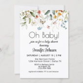 魅力的カラフルヴィンテージ花模様 招待状 (正面)