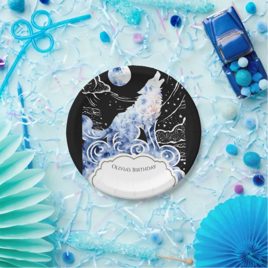 魅力的キッズウルフ誕生日 ペーパープレート (パーティー)