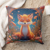 魅力的キツネがファンタジー林の中に座る クッション (ブランケット)