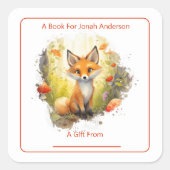 魅力的キツネインザフォレスト蔵書票 スクエアシール (正面)