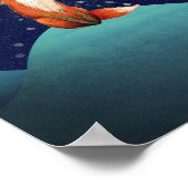 魅力的キツネ満月の下に座る ポスター (角)