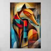 魅力的キツネ – キュービストエレガンスで冬のスカーフ ポスター (正面)