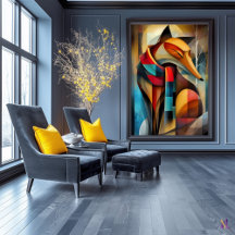 魅力的キツネ – キュービストエレガンスで冬のスカーフ