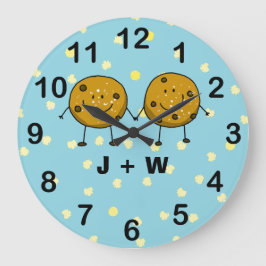 魅力的クッキーカップルカスタム ラージ壁時計