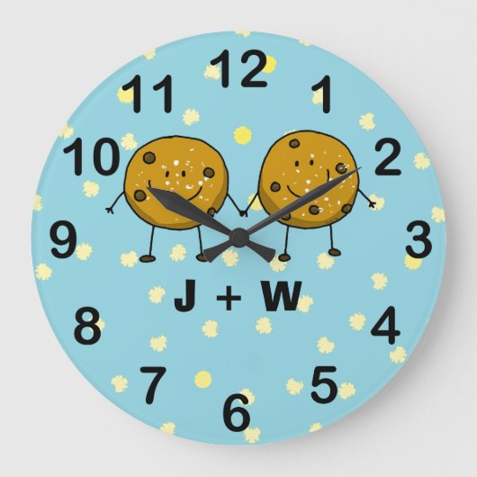 魅力的クッキーカップルカスタム ラージ壁時計 (正面)
