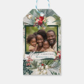 魅力的クリスマスアイボリー&ブルーファミリーフォト ギフトタグ (裏面)