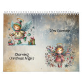 魅力的クリスマスエンジェルフォークアートスタイル カレンダー (カバー)