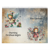 魅力的クリスマスエンジェルフォークアートスタイル