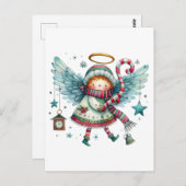 魅力的クリスマスエンジェルモダンフォークアートスタイル ポストカード (正面/裏面)