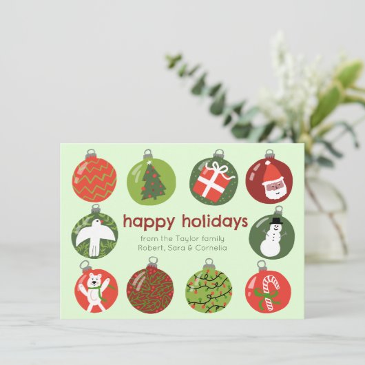 魅力的クリスマスオーナメントヴィンテージカスタムクリスマス シーズンカード (スタンド正面)