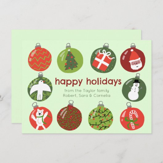 魅力的クリスマスオーナメントヴィンテージカスタムクリスマス シーズンカード (正面/裏面)