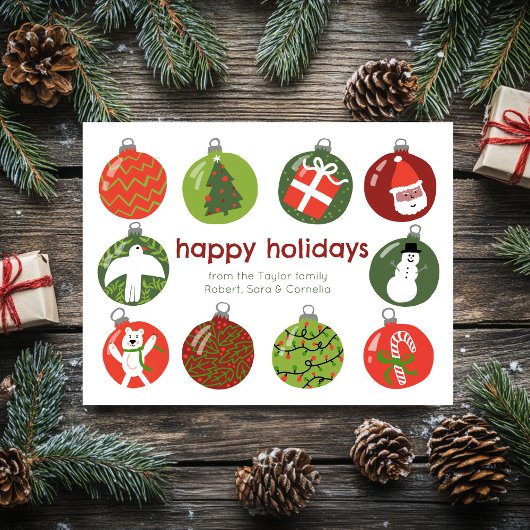 魅力的クリスマスオーナメントヴィンテージカスタムクリスマス ポストカード