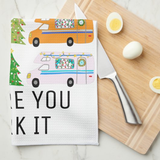 魅力的クリスマスキャンパーレトロRVモーターホームクリスマス キッチンタオル (四つ折り)