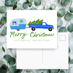 魅力的クリスマスキャンパーヴィンテージトレーラーレトロRV ポストカード