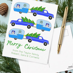 魅力的クリスマスキャンパーヴィンテージトレーラーレトロRV ポストカード