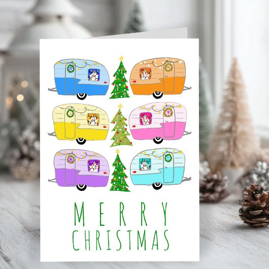 魅力的クリスマスキャンパーヴィンテージトレーラーRVクリスマス カード