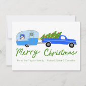 魅力的クリスマスキャンパーヴィンテージトレーラーRVクリスマス シーズンカード (正面)