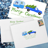 魅力的クリスマスキャンパーヴィンテージトレーラーRVクリスマス シーズンカード