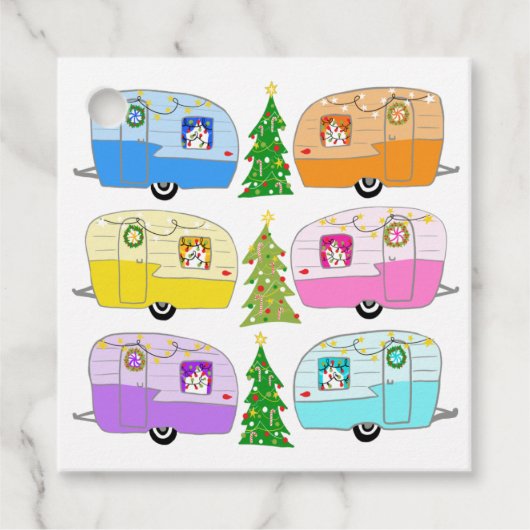 魅力的クリスマスキャンパーヴィンテージトレーラーRVクリスマス フェイバータグ (正面)