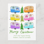魅力的クリスマスキャンパーヴィンテージトレーラーRVクリスマス ポストカード (正面)