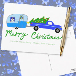 魅力的クリスマスキャンパーヴィンテージトレーラーRVクリスマス ポストカード