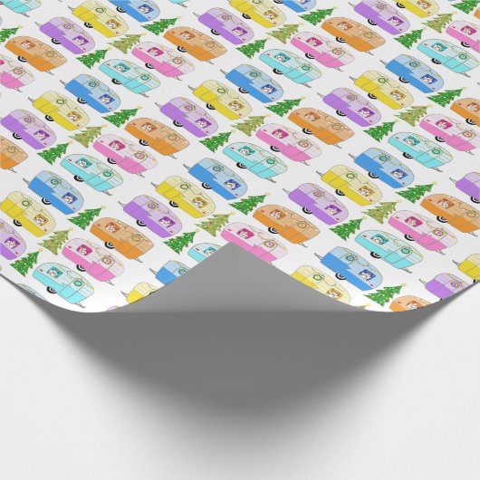 魅力的クリスマスキャンパーヴィンテージトレーラーRVクリスマス ラッピングペーパー (角)