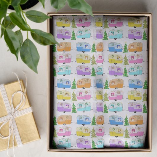 魅力的クリスマスキャンパーヴィンテージトレーラーRVクリスマス 薄葉紙