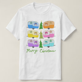 魅力的クリスマスキャンパーヴィンテージトレーラーRVクリスマス Tシャツ