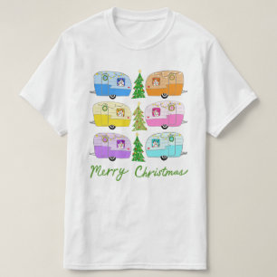 魅力的クリスマスキャンパーヴィンテージトレーラーRVクリスマス Tシャツ