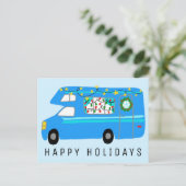 魅力的クリスマスキャンパーヴィンテージRVクリスマスカスタム ポストカード (スタンド正面)