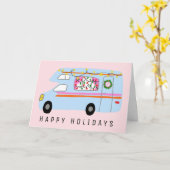 魅力的クリスマスキャンパーヴィンテージRVクリスマス カード (黄色い花)