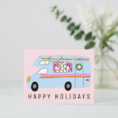 魅力的クリスマスキャンパーヴィンテージRVクリスマス ポストカード (スタンド正面)