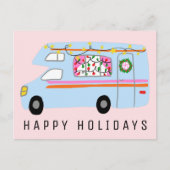 魅力的クリスマスキャンパーヴィンテージRVクリスマス ポストカード (正面)