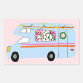 魅力的クリスマスキャンパーヴィンテージRVクリスマス 長方形シール (正面)
