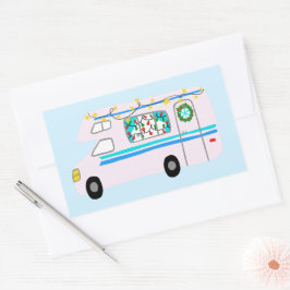 魅力的クリスマスキャンパーヴィンテージRVクリスマス 長方形シール