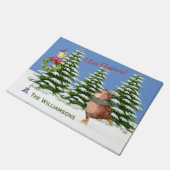 魅力的クリスマスシーン雪の姓 ドアマット (アングル)