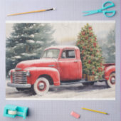 魅力的クリスマスツリーファームトラック 薄葉紙 (クラフト)