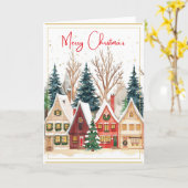 魅力的クリスマスビレッジグリーティングカード カード (黄色い花)