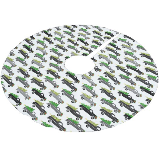 魅力的クリスマスピックアップトラックかわいいクリスマス ブラッシュドポリエステルツリースカート (アングル)