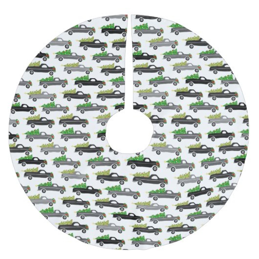 魅力的クリスマスピックアップトラックかわいいクリスマス ブラッシュドポリエステルツリースカート (正面)