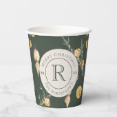 魅力的クリスマスフォレストグリーンモノグラム 紙コップ (裏面)