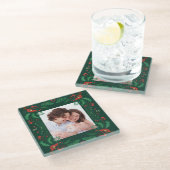 魅力的クリスマスフローラフレームコースター ガラスコースター (アングル)